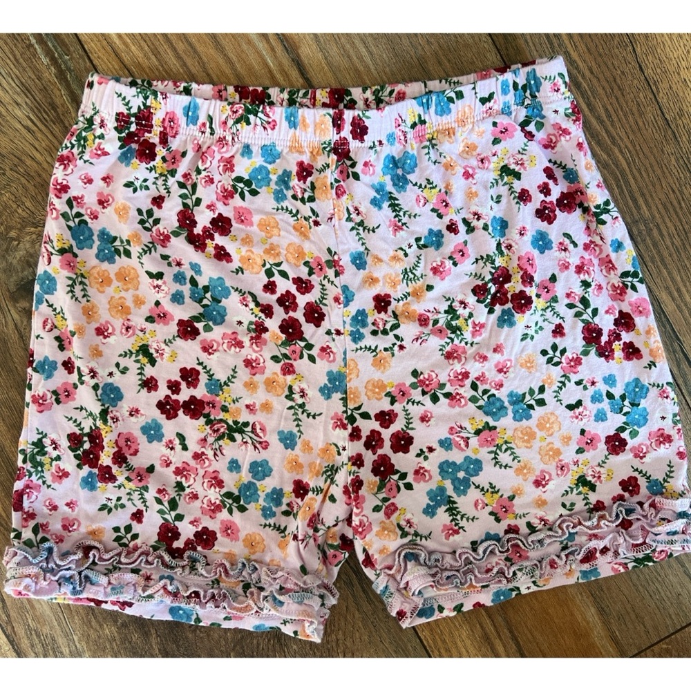 Posh Peanut Size 8 Pink Blue Floral French Terry Ruffle Shirts